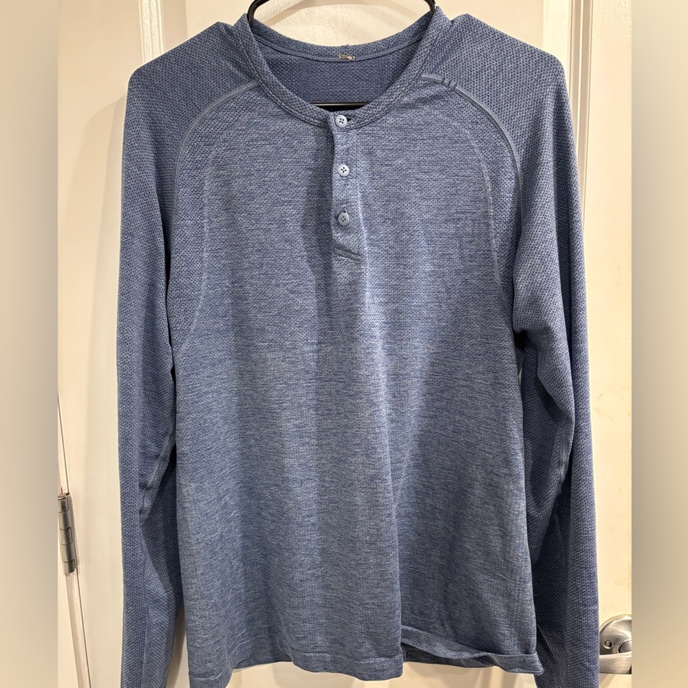 Lululemon Metal Vent Blue Henley Shirt